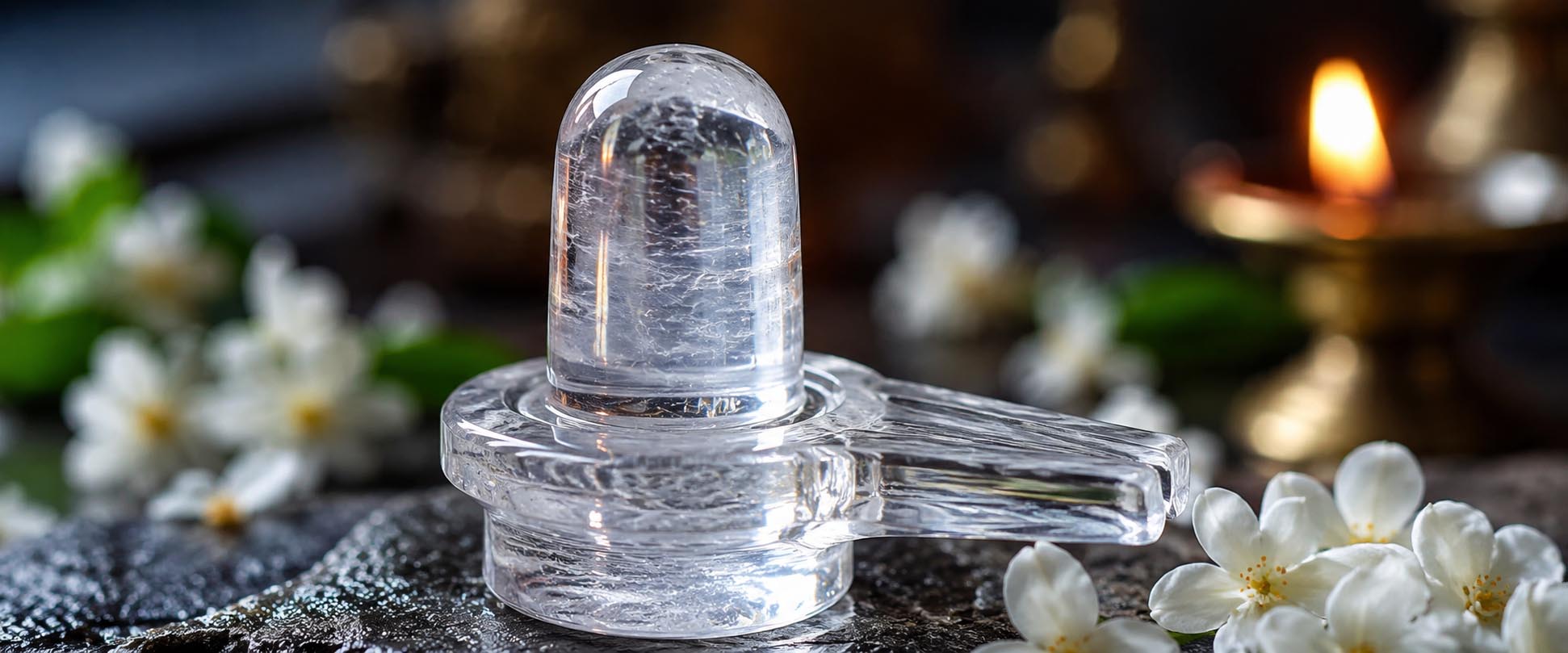 Natural Sphatik shivling resting outdoor