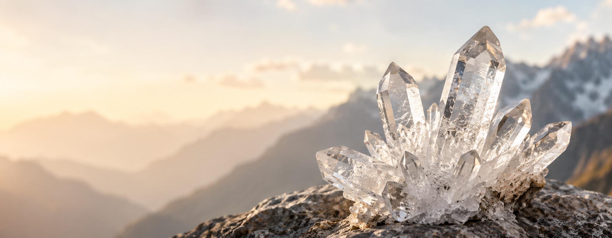 Natural clear quartz crystal cluster