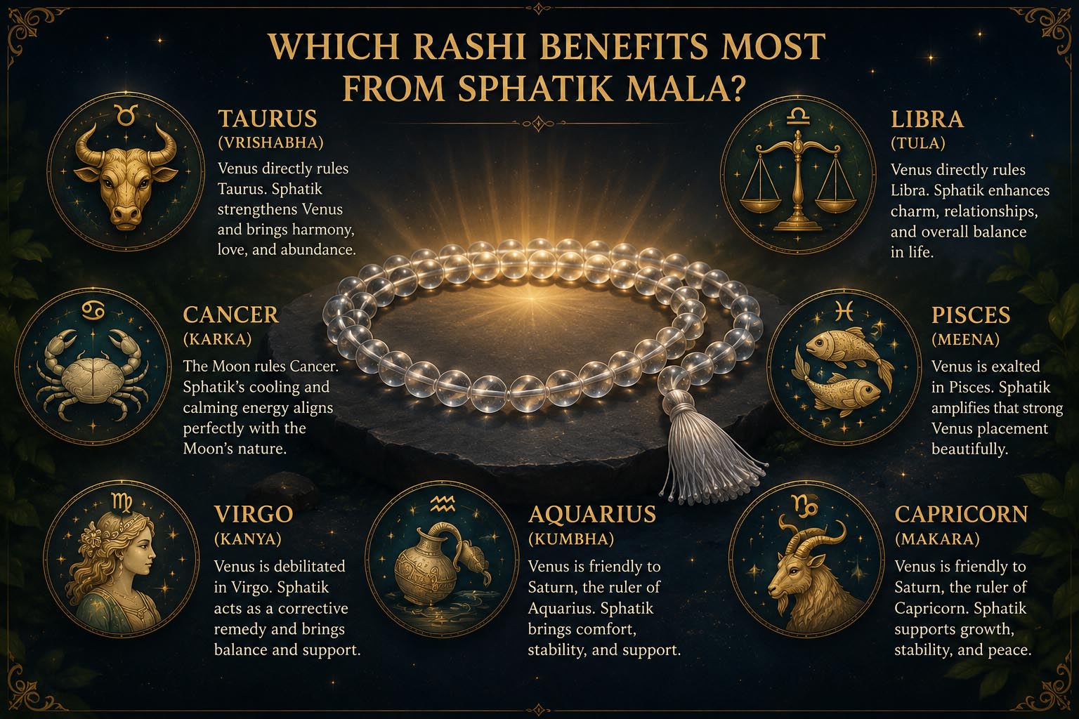 zodiac benefiting from sphatik mala